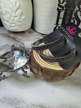 Paparazzi Black Beaded Hoop Earrings with Sparkle Trim